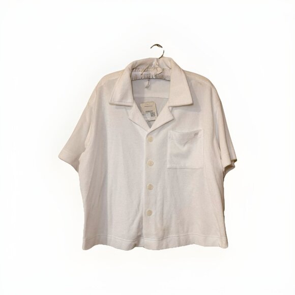Fabletics Island Terry Boxy Button Up womens Large cropped summer beachy swim - Picture 1 of 8